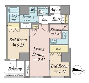 プラウドタワー本郷東大前【13階】の間取り