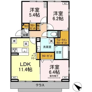 シャイングレイス【1階】の間取り