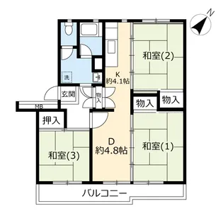 URえびな【3階】の間取り