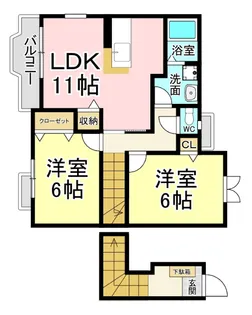福岡県北九州市小倉南区上曽根新町【アパート】の間取り