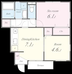メゾンフローラ【1階】の間取り