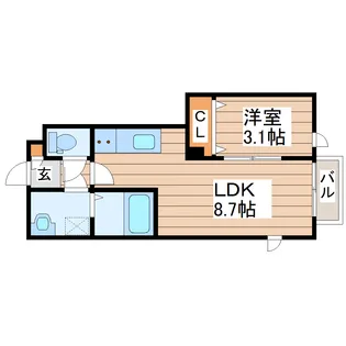 フルールA【1階】の間取り
