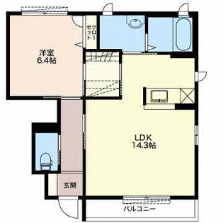 ドミール朝日 B【1階】の間取り