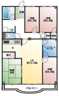 市川パークハイツC棟【2階】の間取り