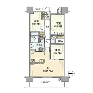 ジオ千里中央ザ・レジデンス【3階】の間取り