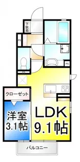 クロシェット栄【1階】の間取り