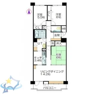 パーソナルステージ中島公園グレイス【6階】の間取り