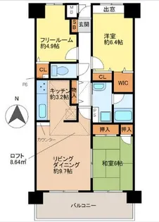 ラヴィーヌ砥堀【7階】の間取り