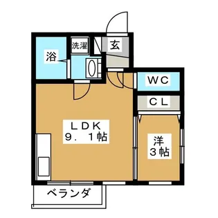 1LDKの間取り画像