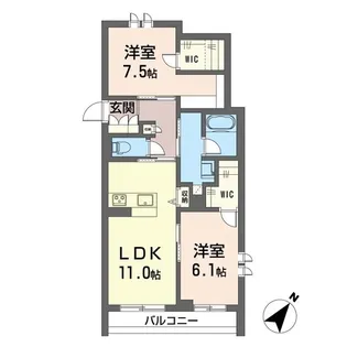 バンクサワーI【2階】の間取り
