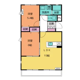 2LDKの間取り画像