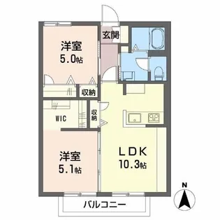 クレセントエビス【2階】の間取り