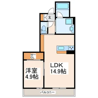 1LDKの間取り画像