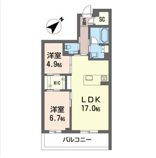 ウィズプラス浦和美園 イースト B棟【2階】の間取り