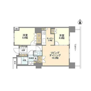 豊洲シエルタワー【18階】の間取り