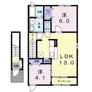 フレスクーラカーサA【2階】の間取り