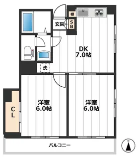 第2ルナマンション【5階】の間取り