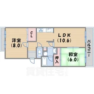 エバーグレイス西宮【4階】の間取り