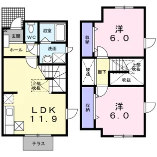 アサヒコーポE【1階】の間取り