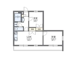 レオパレスリバーコート【1階】の間取り