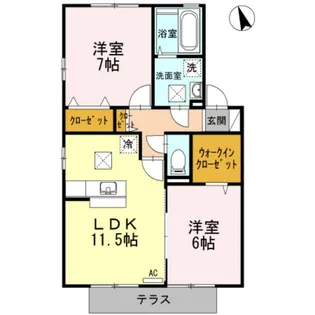 リビングタウン岩国 B棟【2階】の間取り
