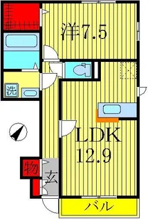 エクセレント三輪野山I・II【1階】の間取り
