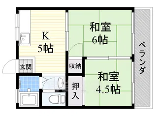ビスタ岸部ハイツB棟【1階】の間取り