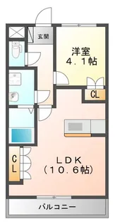 1LDKの間取り画像
