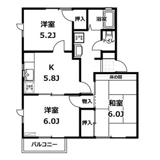 カルチャーサイドハイツC棟【2階】の間取り