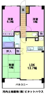 元今泉レジデンス【14階】の間取り