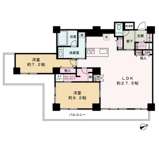 キングマンション堂島川【40階】の間取り
