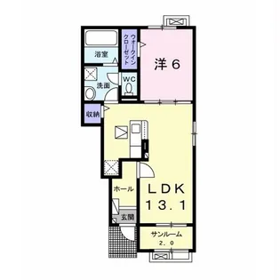 ヴィラアンソレイユI【1階】の間取り