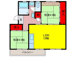 箕面粟生第二住宅29棟【4階】の間取り