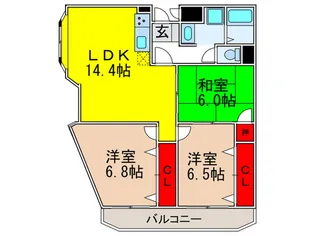 カルム千里山土井A棟【1階】の間取り