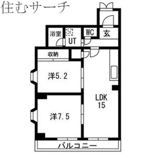 ヒラボウマンション富洲原【7階】の間取り