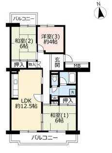 UR南台第二【4階】の間取り
