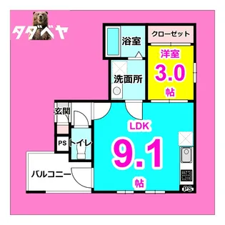 Cherim新瑞橋Lepont(シェリム新瑞橋ルポン)【1階】の間取り