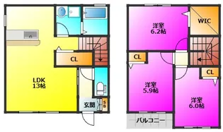 東花畑ガーデンA棟【2階】の間取り