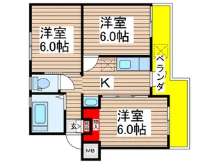 稲毛団地9号棟【1階】の間取り