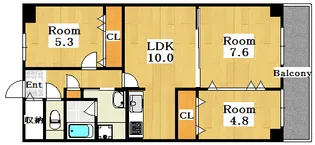 八戸ノ里ニュースカイハイツ【14階】の間取り