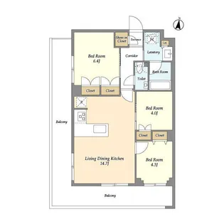 メゾンドオンディーヌ【3階】の間取り