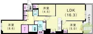 パークシュロス芦屋【3階】の間取り