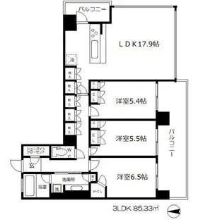 ロジュマンタワー梅田【21階】の間取り