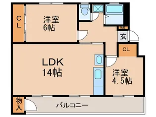鍋屋上野住宅8号棟【4階】の間取り
