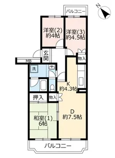 UR大津ヶ丘第二【5階】の間取り