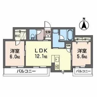 クレール富沢西A【3階】の間取り