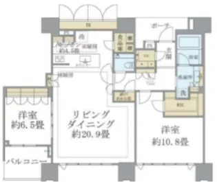 ドゥ・トゥール ウエスト棟【52階】の間取り