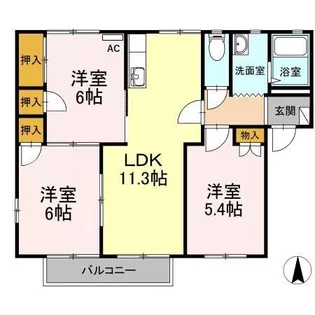 ボヌール羽屋B【2階】の間取り