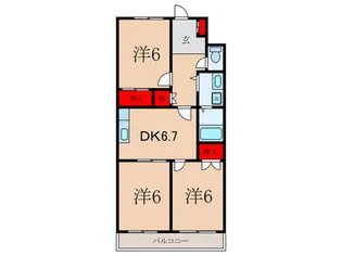 パ-クハイツ野村【5階】の間取り
