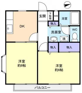 ウィングKAZU【2階】の間取り
